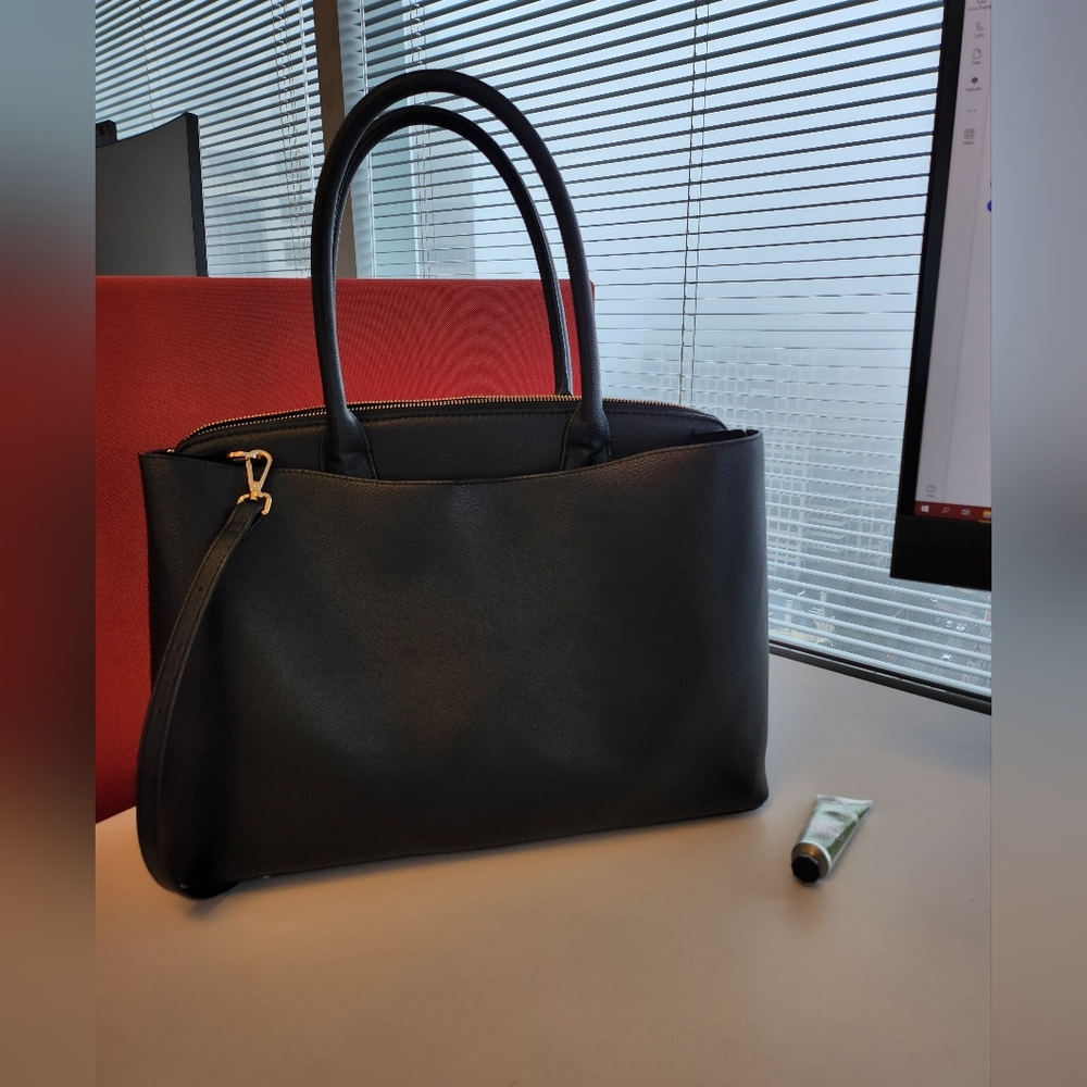 a new day Black Structured Tote Bag